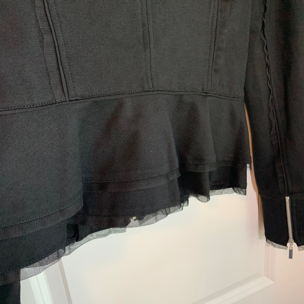 WHBM Military Peplum Jacket Mesh Trim Black Size 4 New $128 - Picture 8 of 10